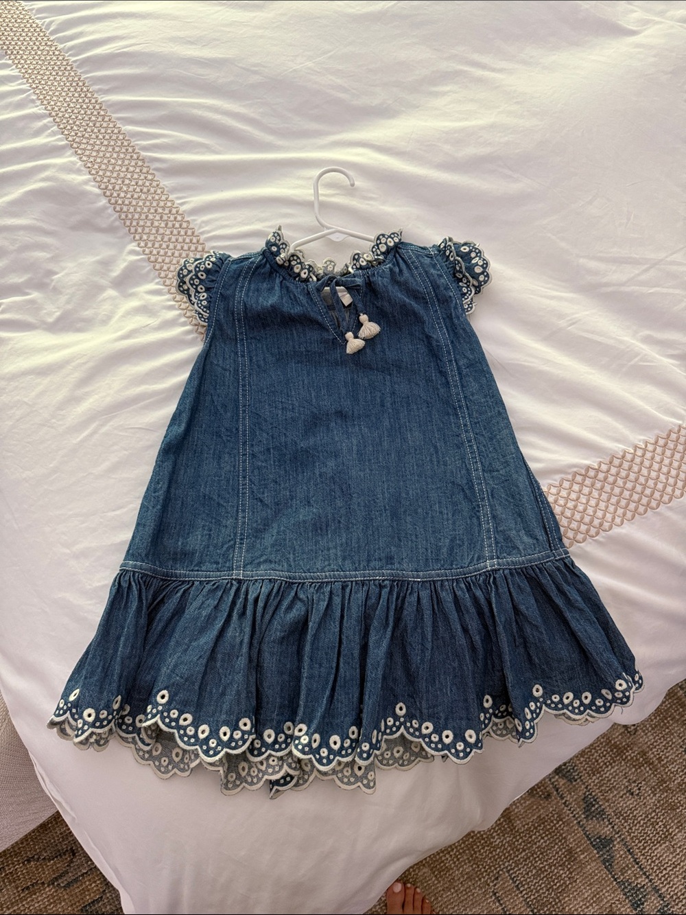 Girls zimmermann size 4 Denim Eyelet Dress - Blue